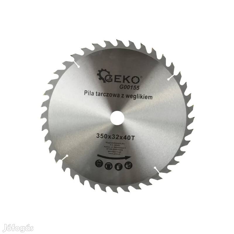 Geko körfűrészlap körfűrész tárcsa vágótárcsa vídiás 350×32 mm 40 fo