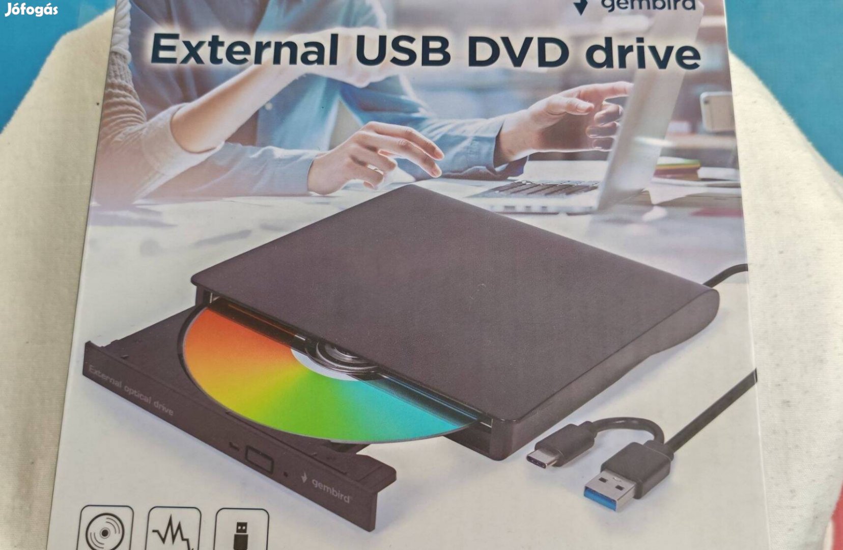 Gembird külső DVD író-olvasó laptophoz, tablethez USB-s