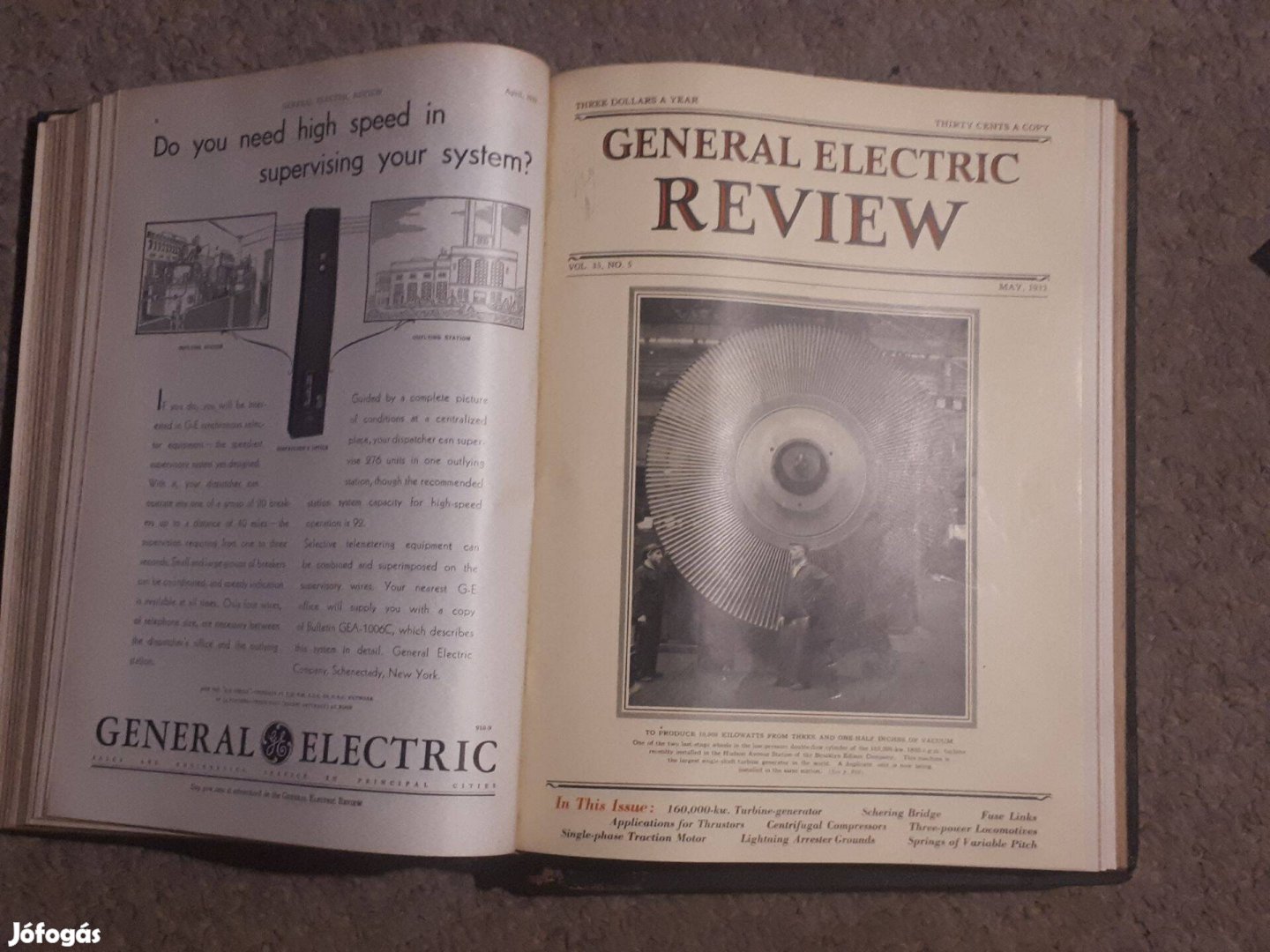 General Electric Review 1931-1932 bőrköteses angol nyelvű újság