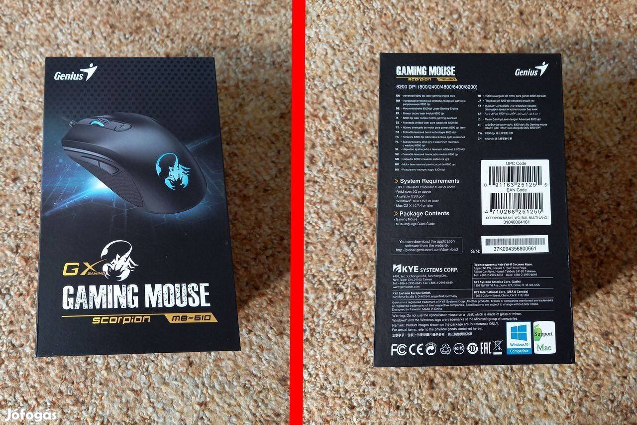 Genius Gx Scorpion M8-610 Gaming egér (Új!)