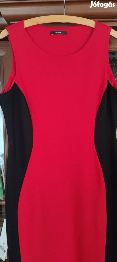 George piros-fekete sztrecs újatlan ruha M méret
