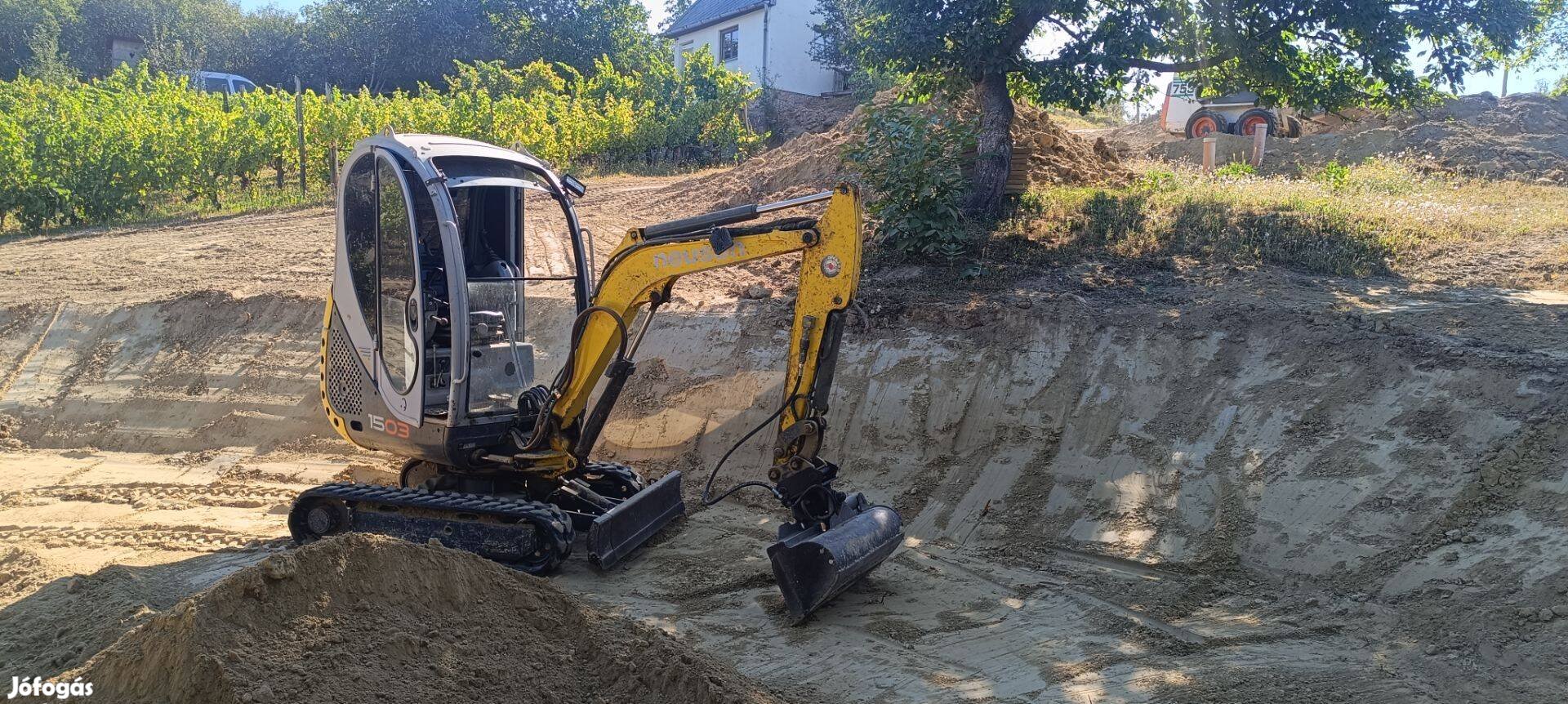 Gépi földmunka, minikotró, Bobcat,Jcb