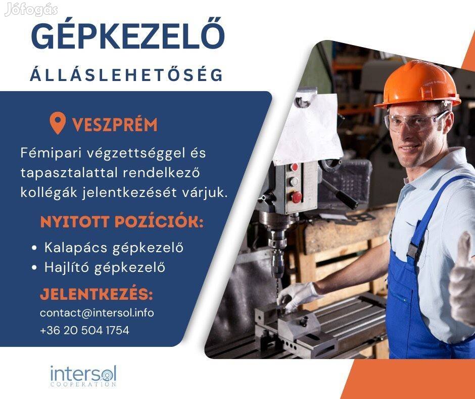 Gépkezelő álláslehetőség Veszprémben (fémipar)