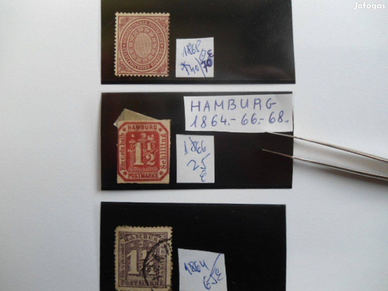 Germany.States.Hamburb.1864-66-68.-évi bélyegek eladók.160 Euró