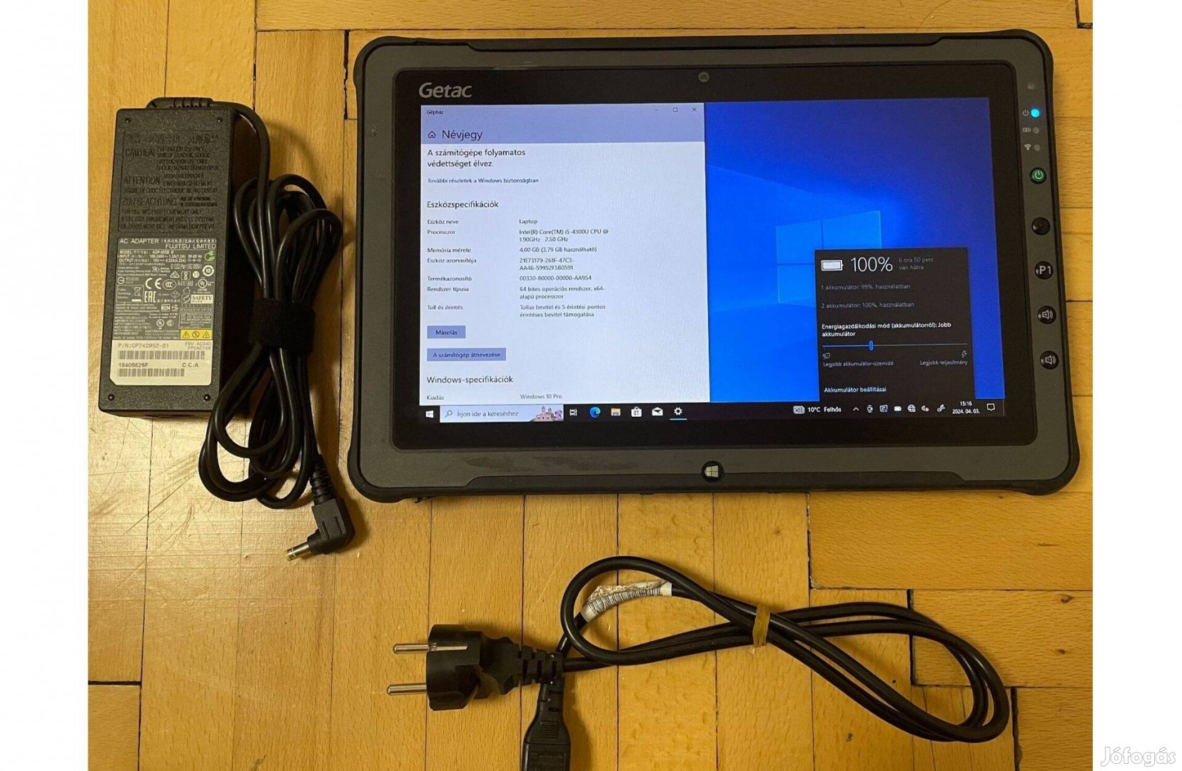 Getac F110 ütésálló műhely tablet i5 128GB Win10 Toughbook Olcsón