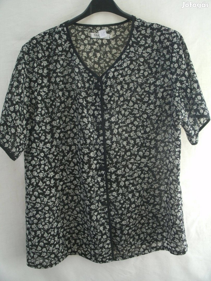 Getrich fekete alapon fehér mintás nagyméretű felső2XL