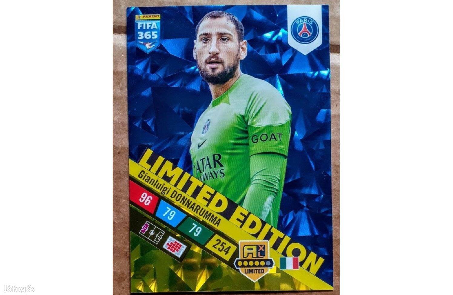 Gianluigi Donnarumma PSG Limited focis kártya Panini 2023