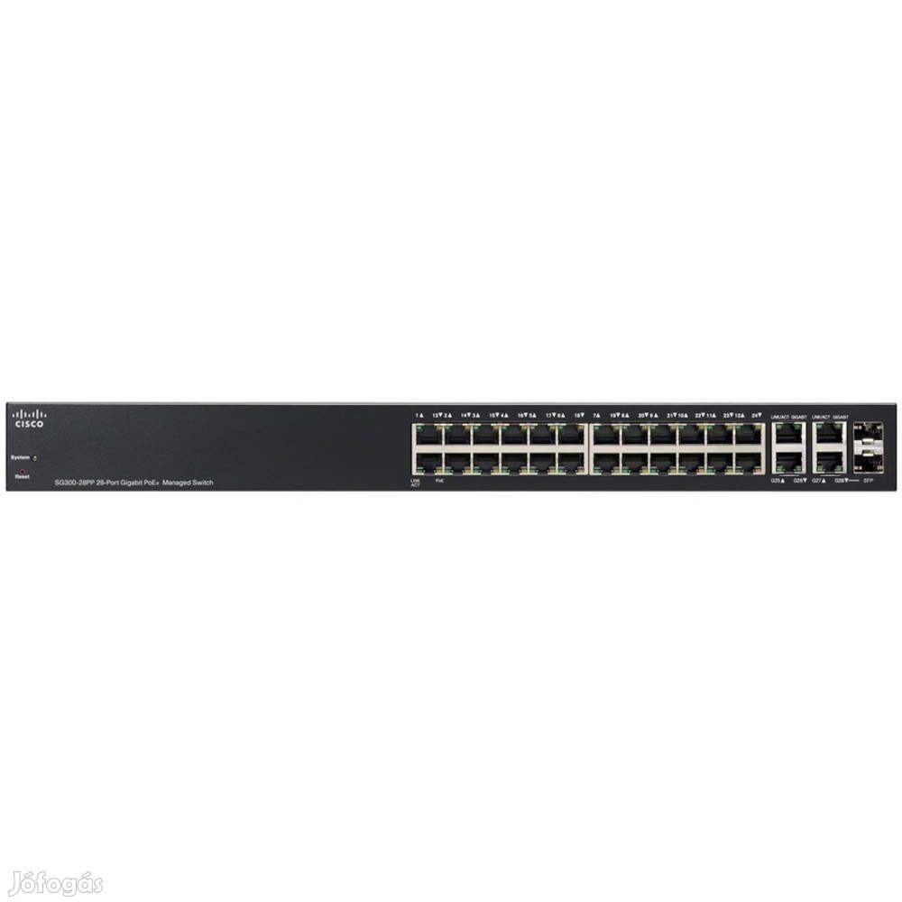 Giga ajánlat! Cisco SG300-28PP-K9 Gigabit POE+ switch számlával, garan