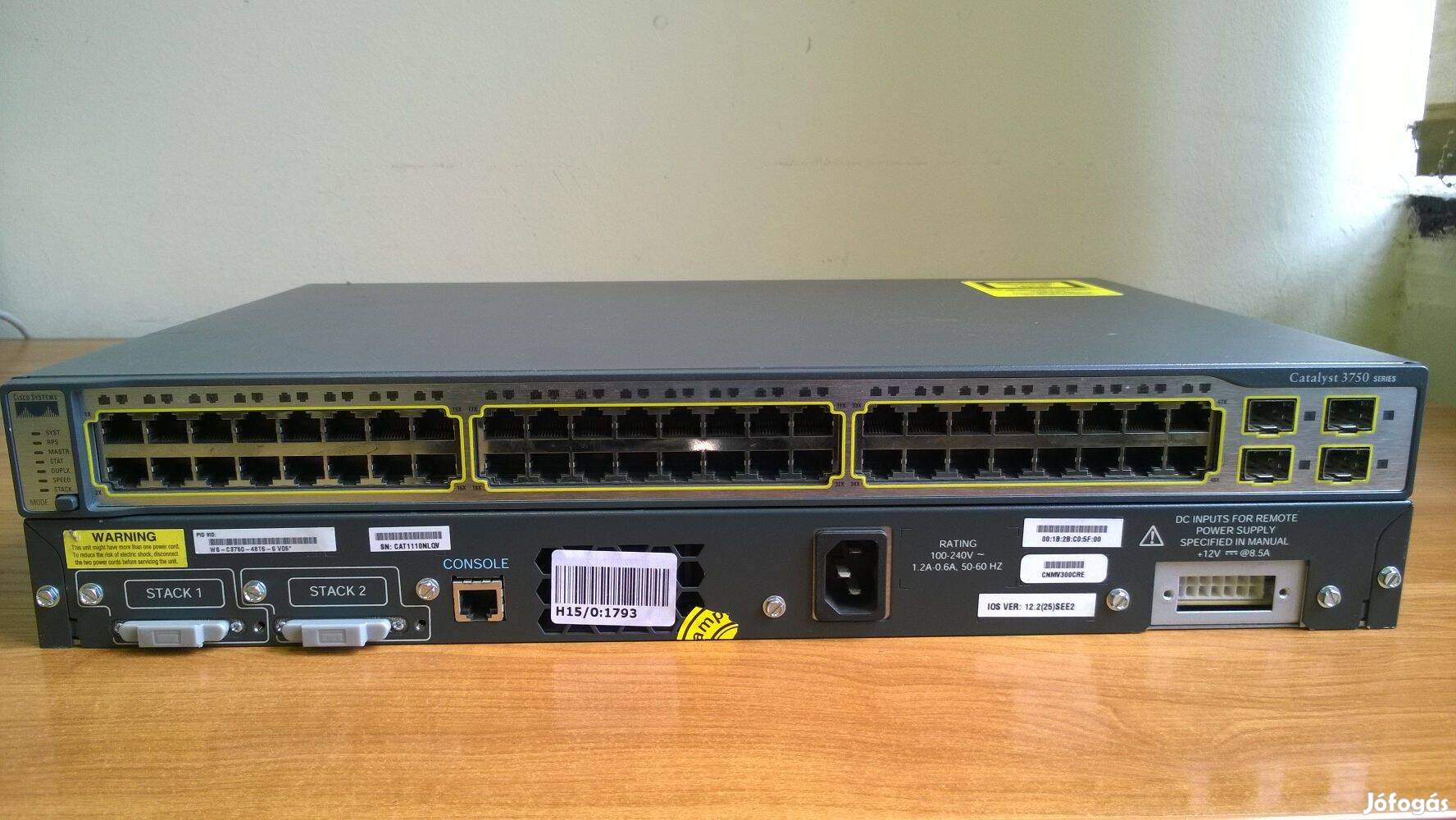 Giga ajánlat! Gigabites Cisco C3750G-48TS-S 48 portos switch számlával