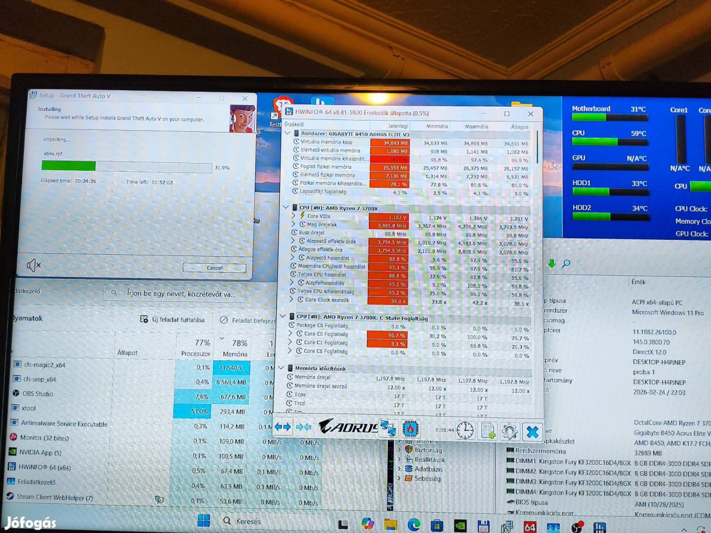 Gigabyte B450 Aorus Elite V2 kishibás,