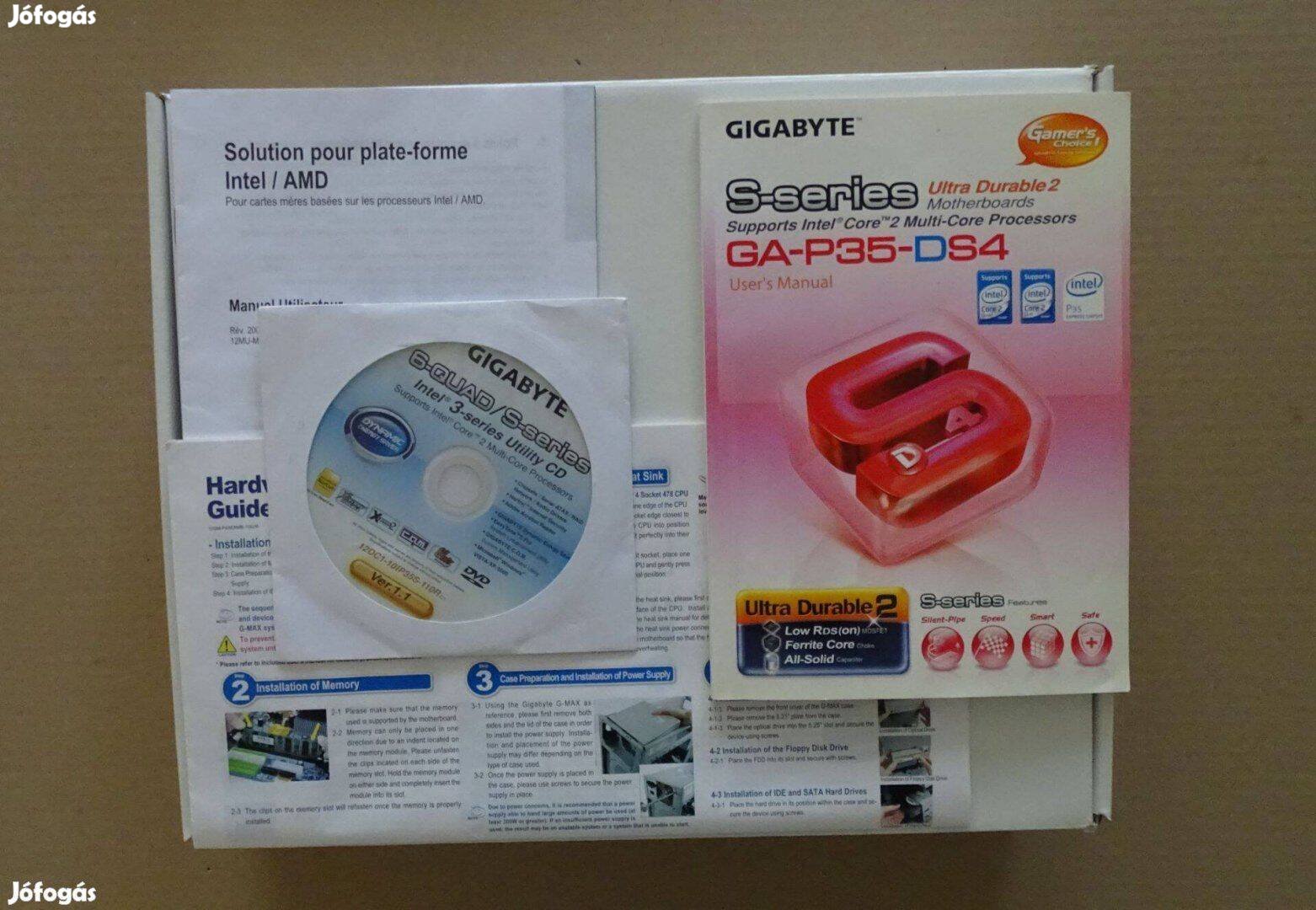 Gigabyte P35-DS4 alaplap doboza és telepitő lemeze