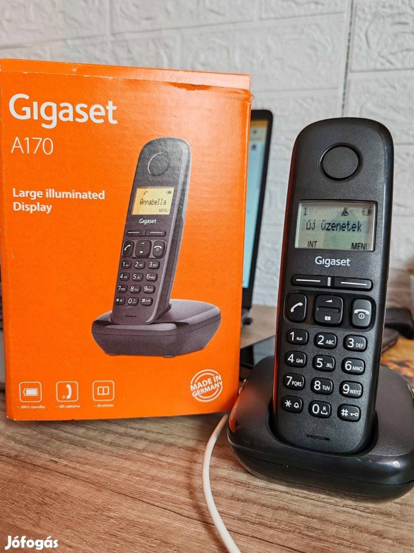 Gigaset A170 DECT Hívóazonosítós Fekete Telefon, Vezetéknélküli, Vadiú