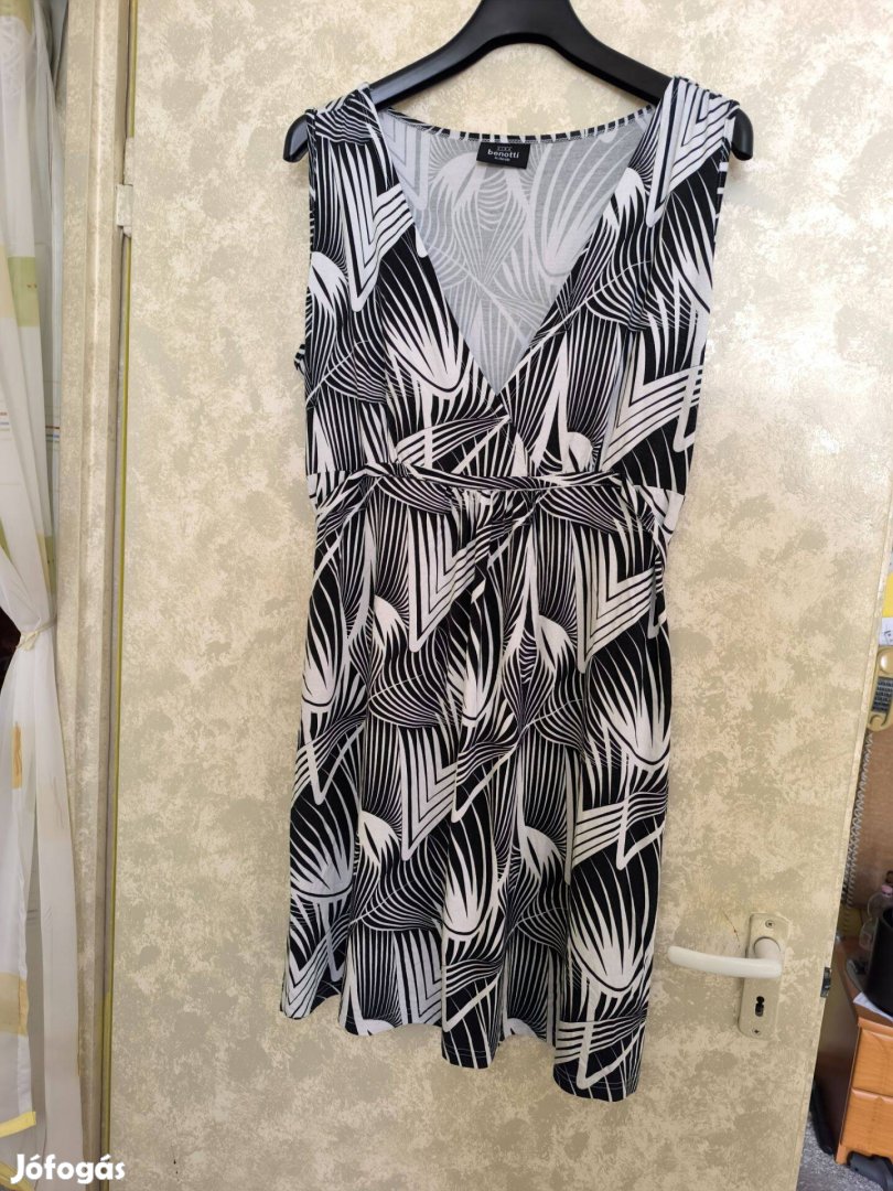 Gina Benotti fekete fehér mintás pántos viszkóz nyári ruha
