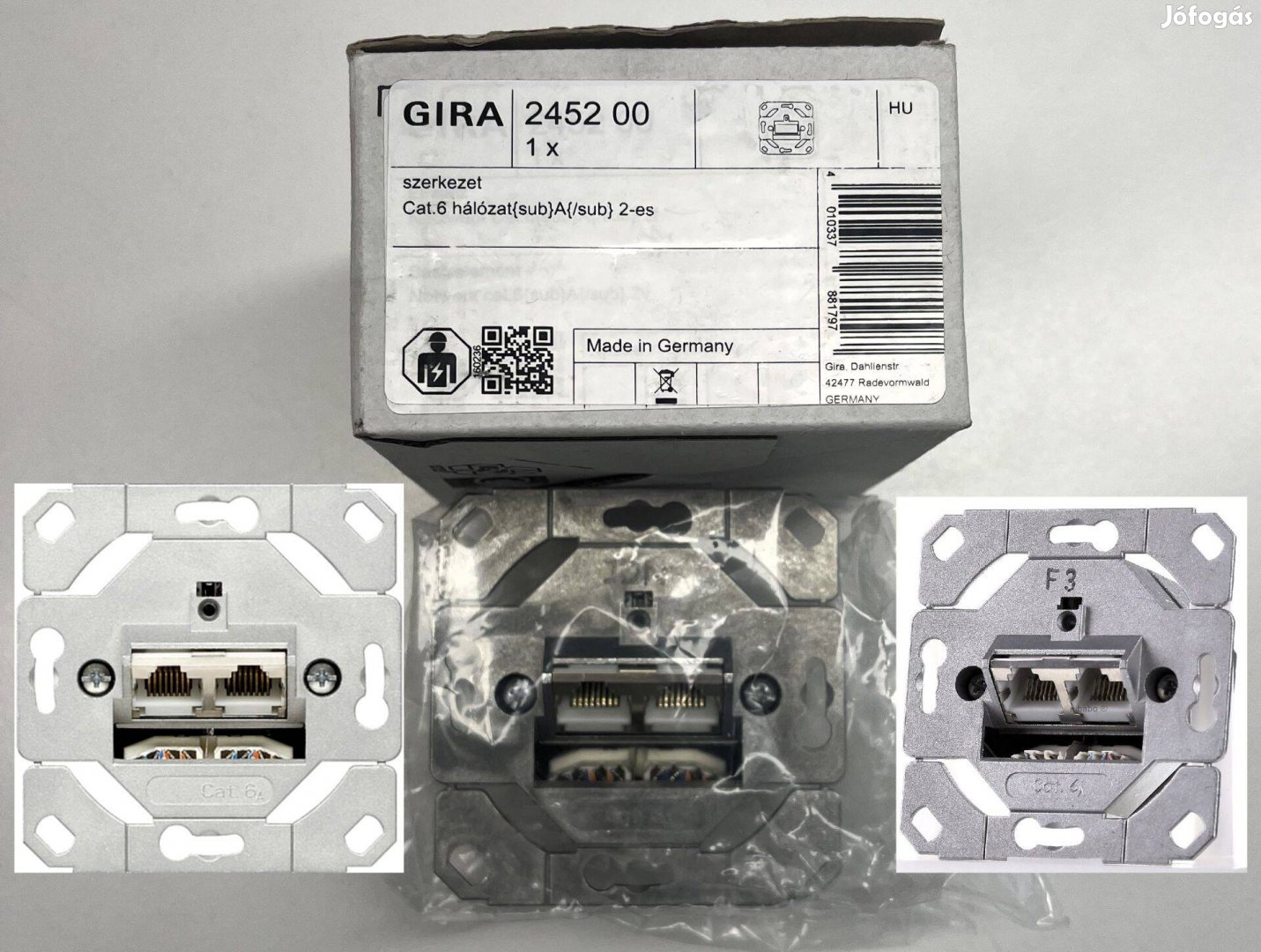 Gira System55 dupla hálózzati aljzat Cat.6A IEEE 802.3a betét