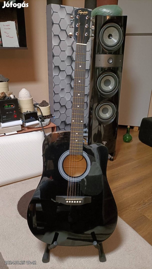 Gitár.Teljesen új!Fender Squier SA-105CE Black Elektroakusztikus gitár