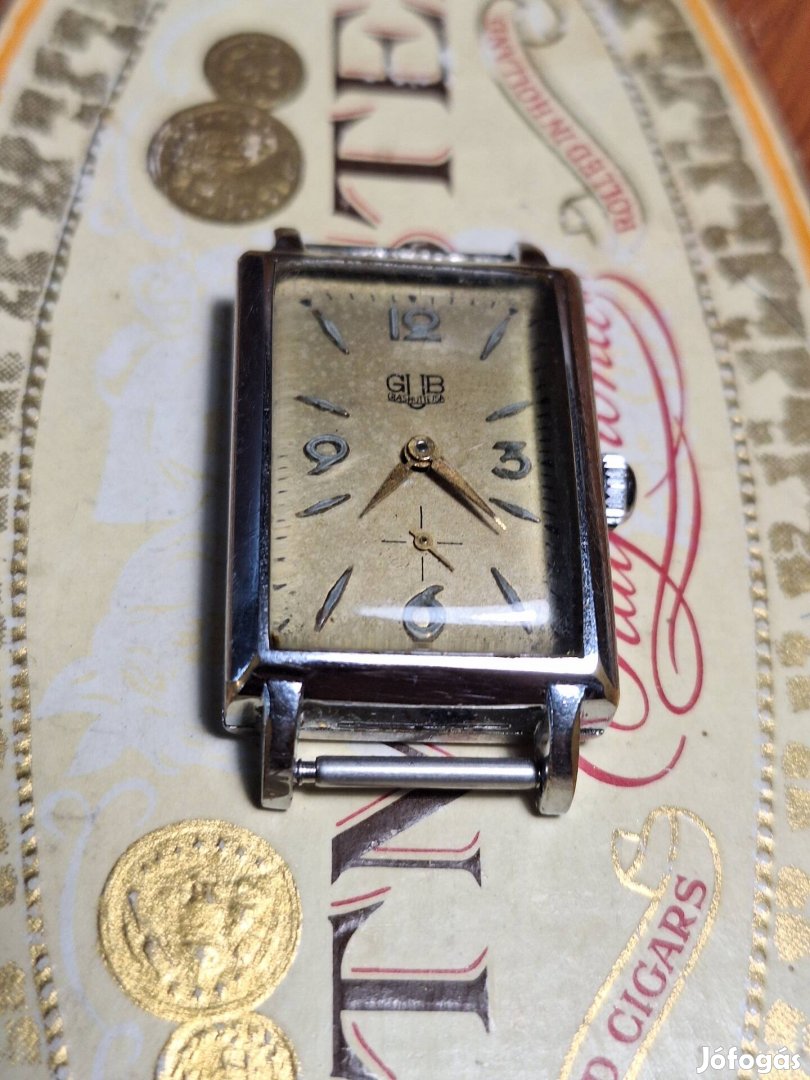 Glashütte GUB cal: 62 karóra, szögletes tokban 