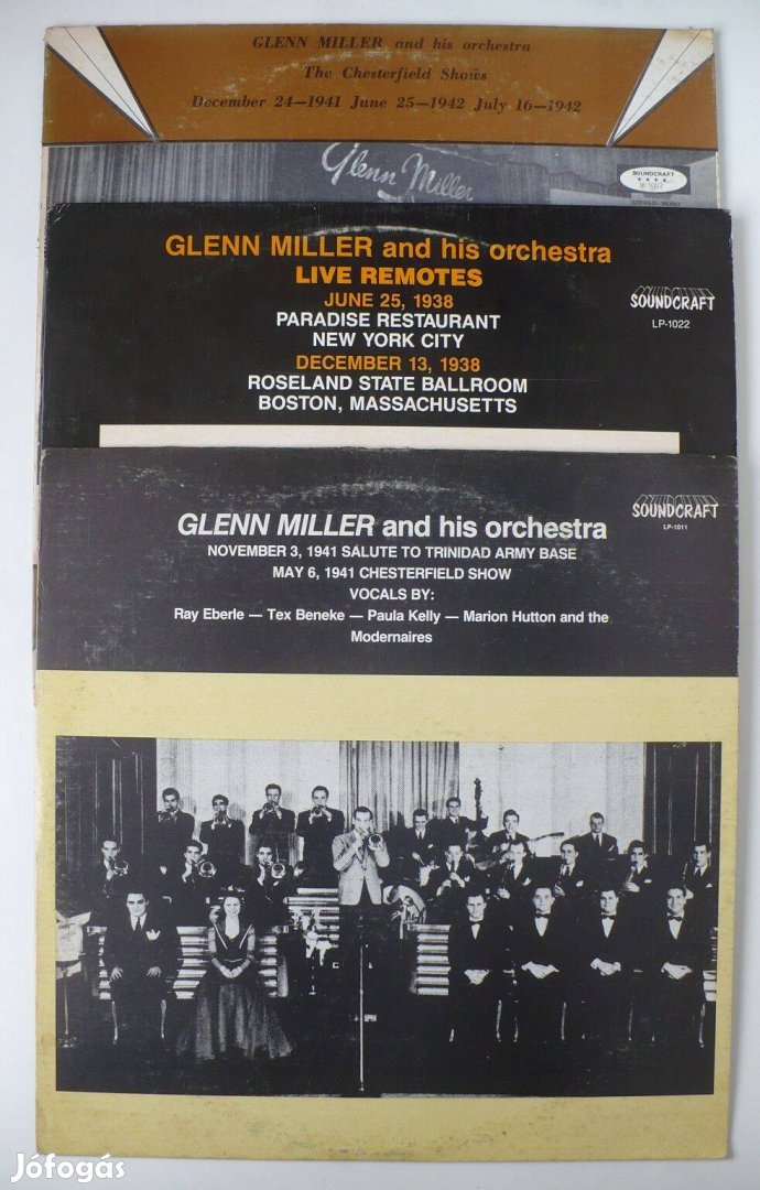 Glenn Miller jazz LP-kollekció (3 db, EX állapotú lemezek)
