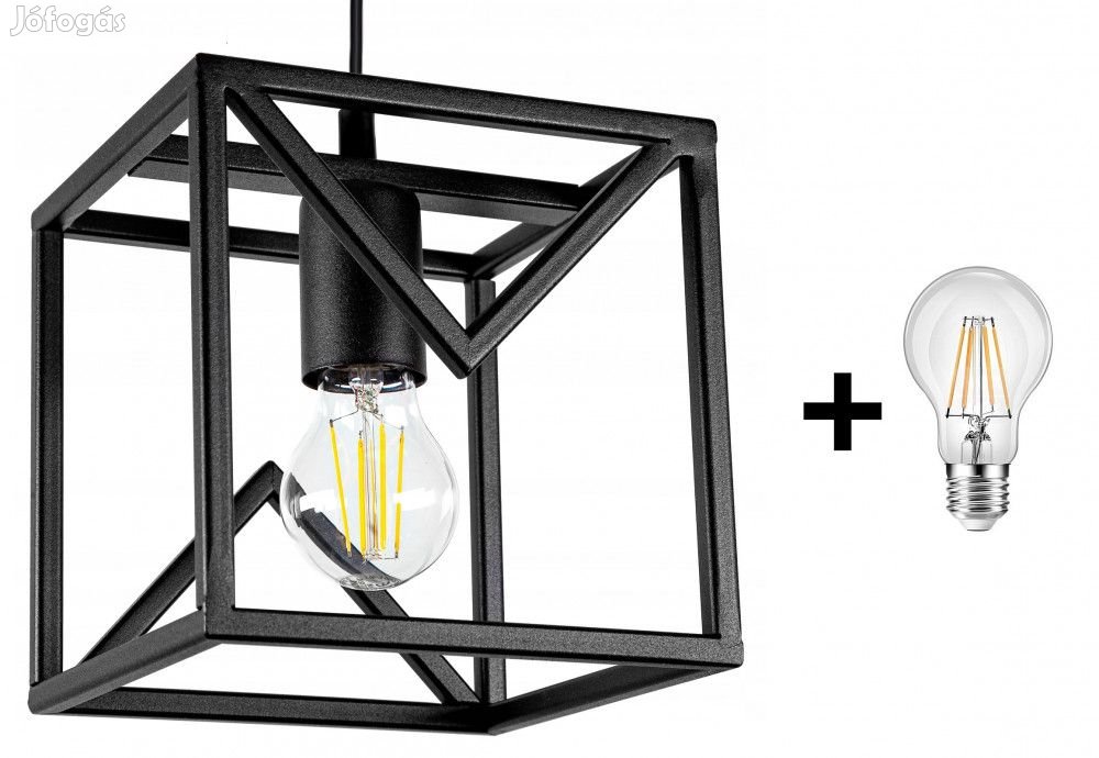 Glimex CAGE állítható függőlámpa fekete 1x E27 + ajándék LED izzó