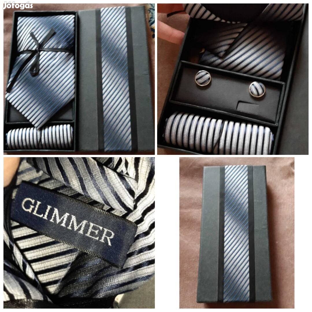 Glimmer bontatlan nyakkendő szett, gyönyörű újszerű állapotban féláron
