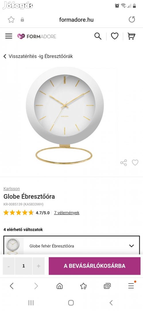 Globe asztali óra új