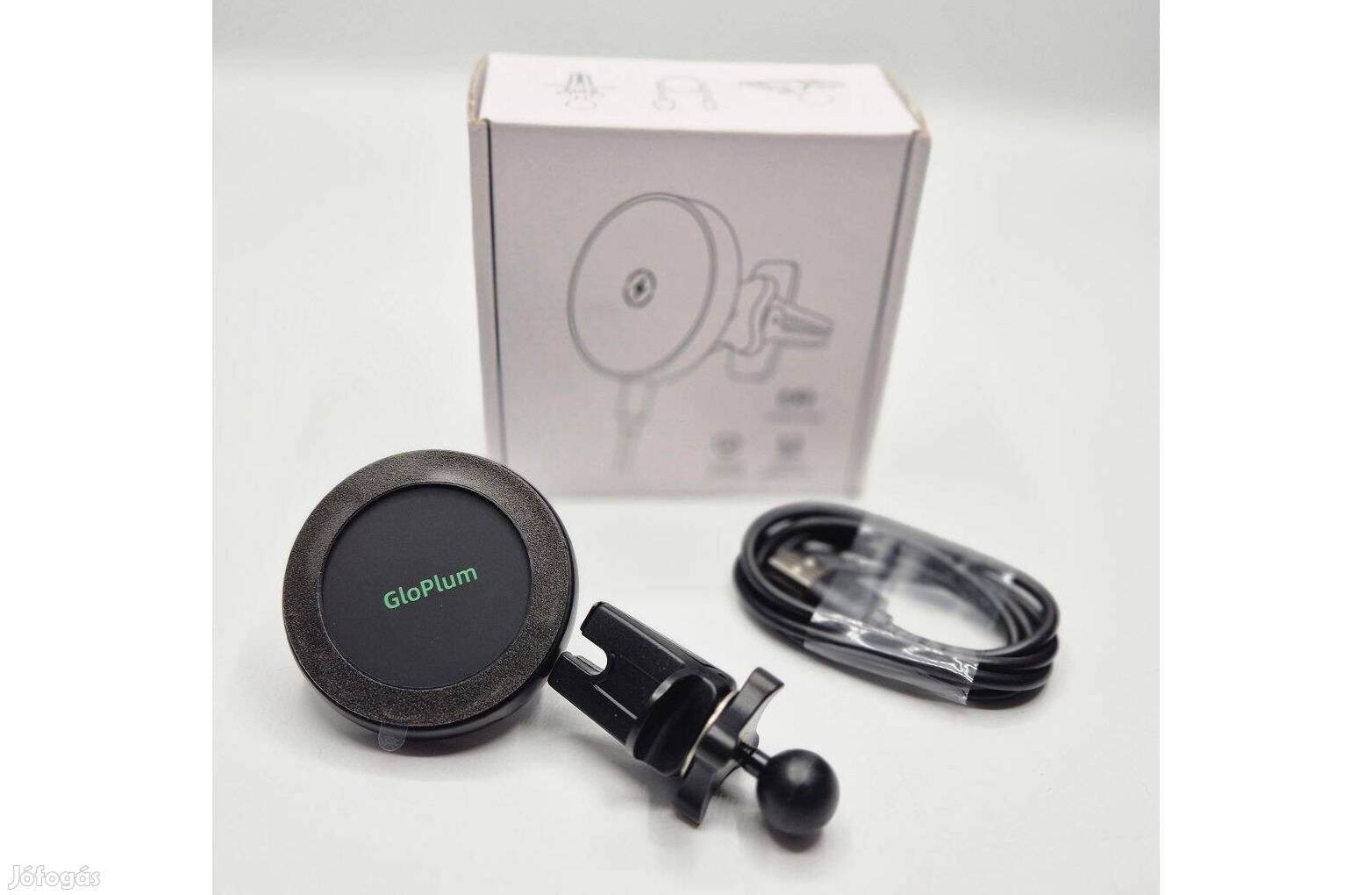 Gloplum 15W Magsafe autós töltő, fekete, újszerű, Akciós