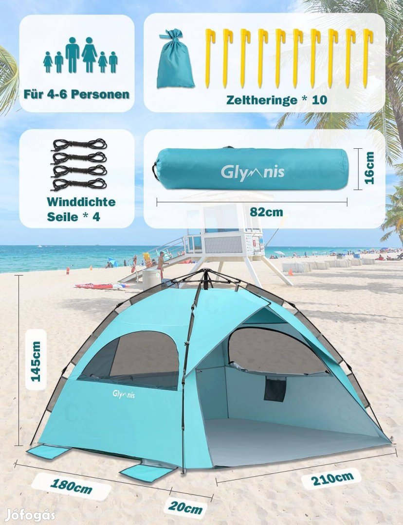 Glymnis Quick Up strand sátor UV-védelem 50+