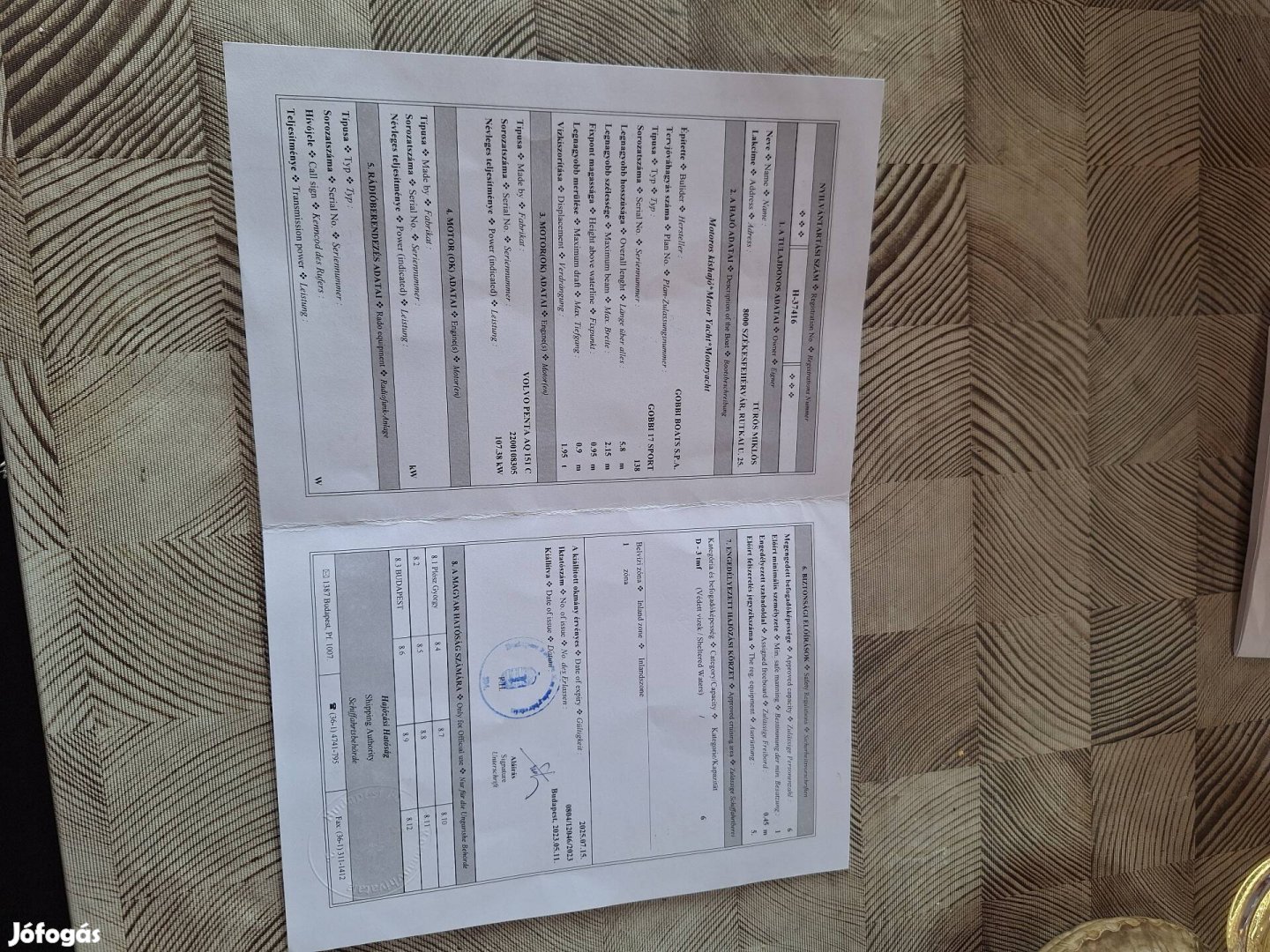 Gobbi 6 személyes hajó.