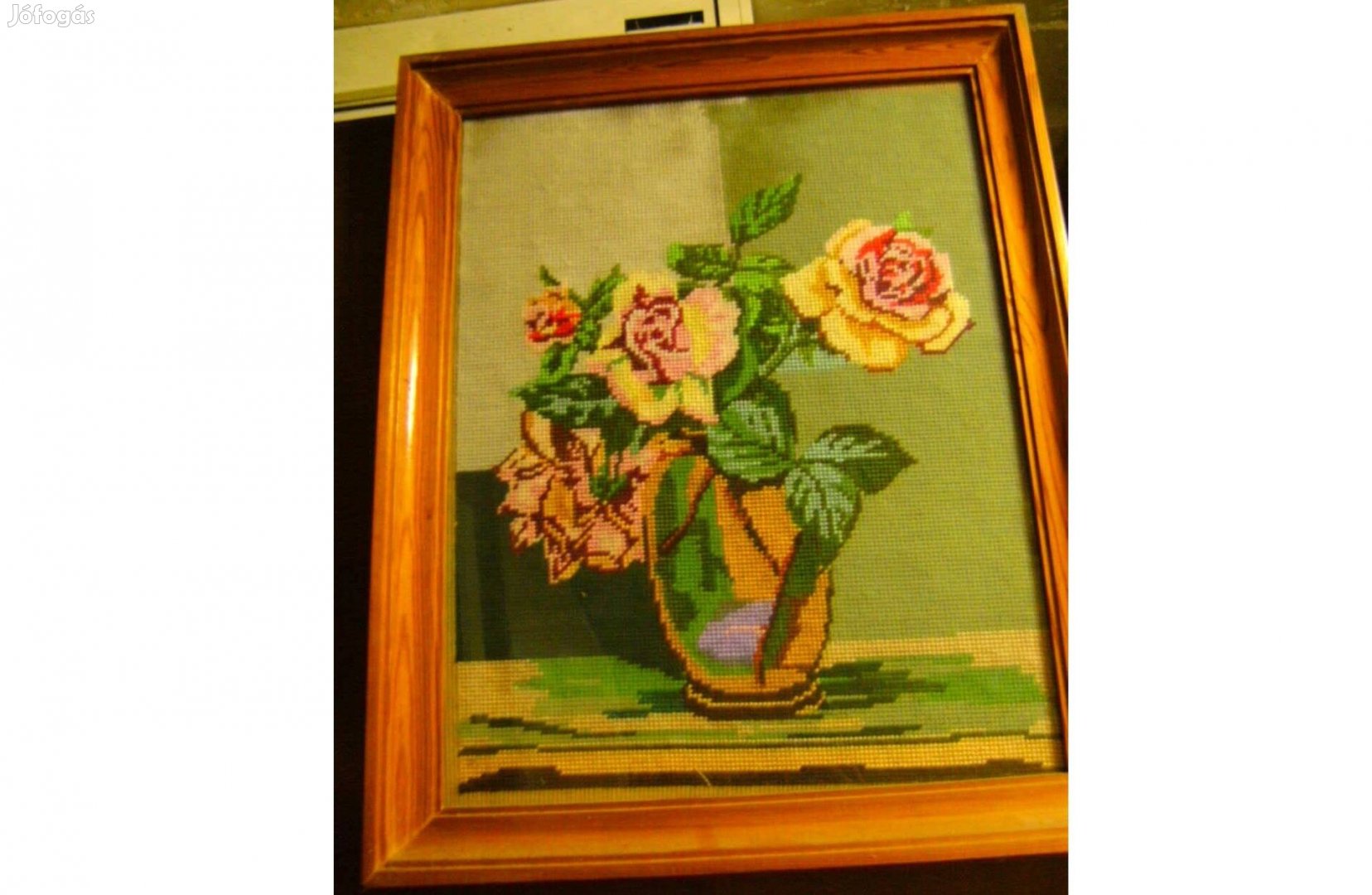 Goblein virágos vázás kép képkeretben