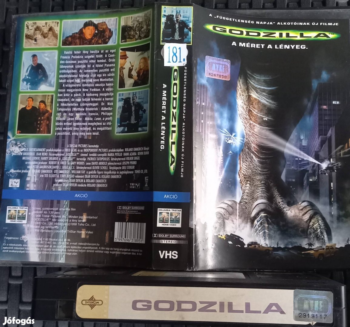 Godzilla - akció vhs - Jean Reno- nagytok