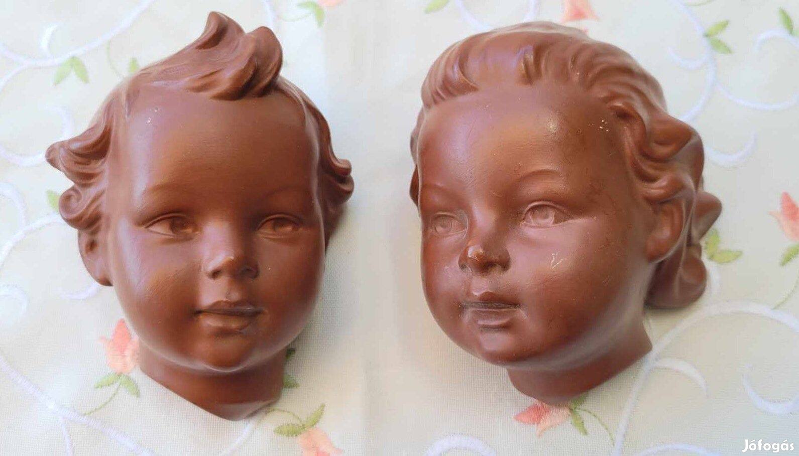 Goebel terrakotta gyerek, putto fej pár 1957