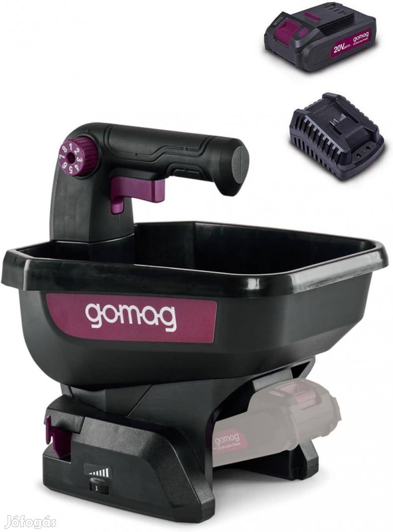 Gomag-GSS800 akkus műtrágya szóró akkumulátorral és