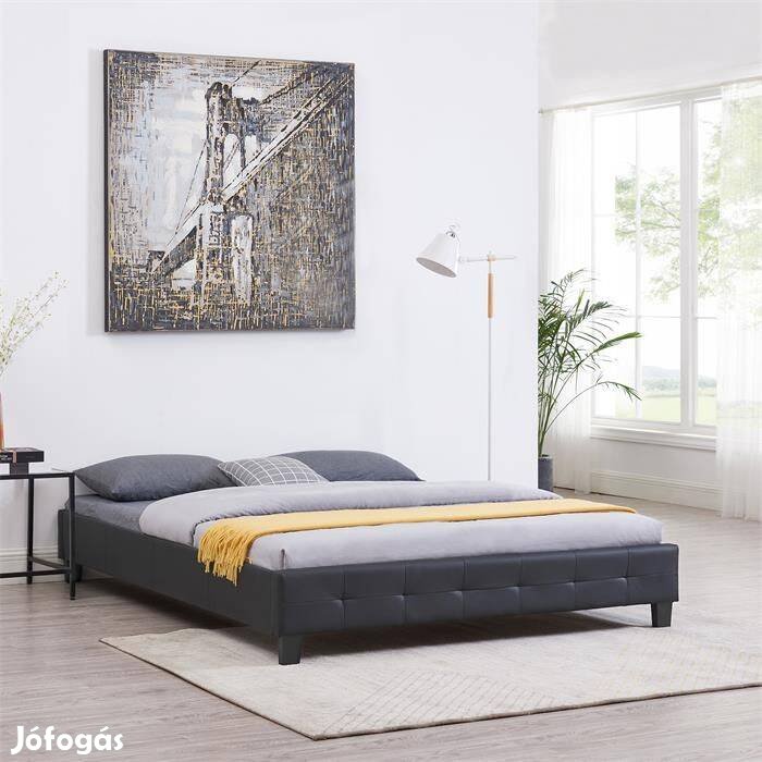 Gomera 160 x 200 műbőr futon francia ágykeret ágyráccsal (fekete) 5137