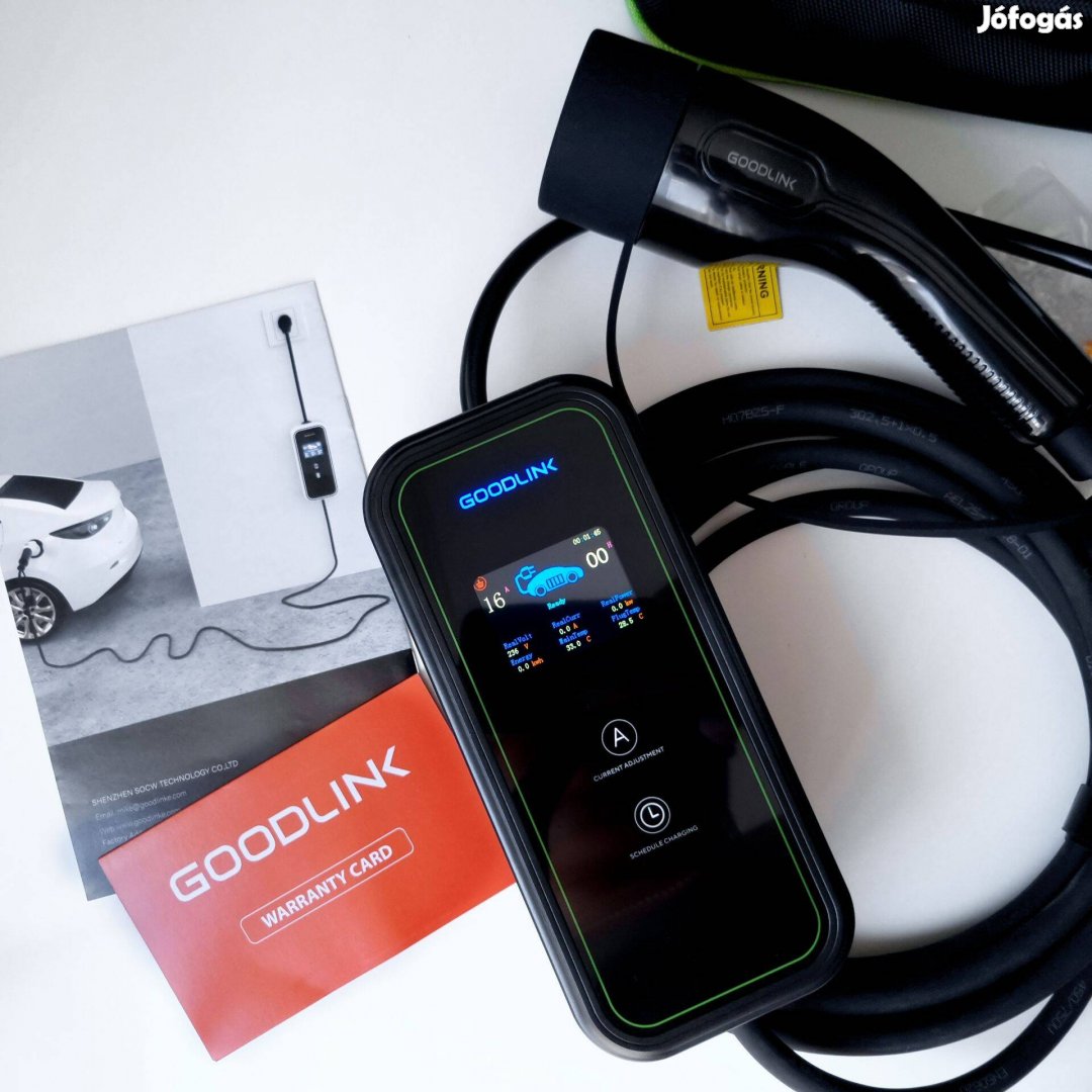 Goodlink állítható hordozható ev töltő táskával 3.5 kW, 5m Type2