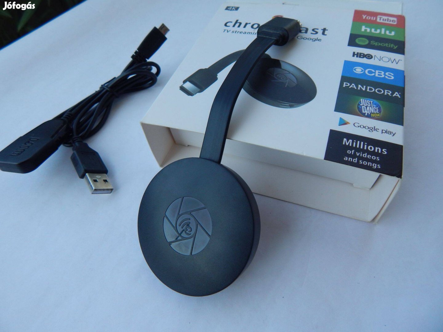 Google Chromecast Médiastreamer Dobozában Töltőjével