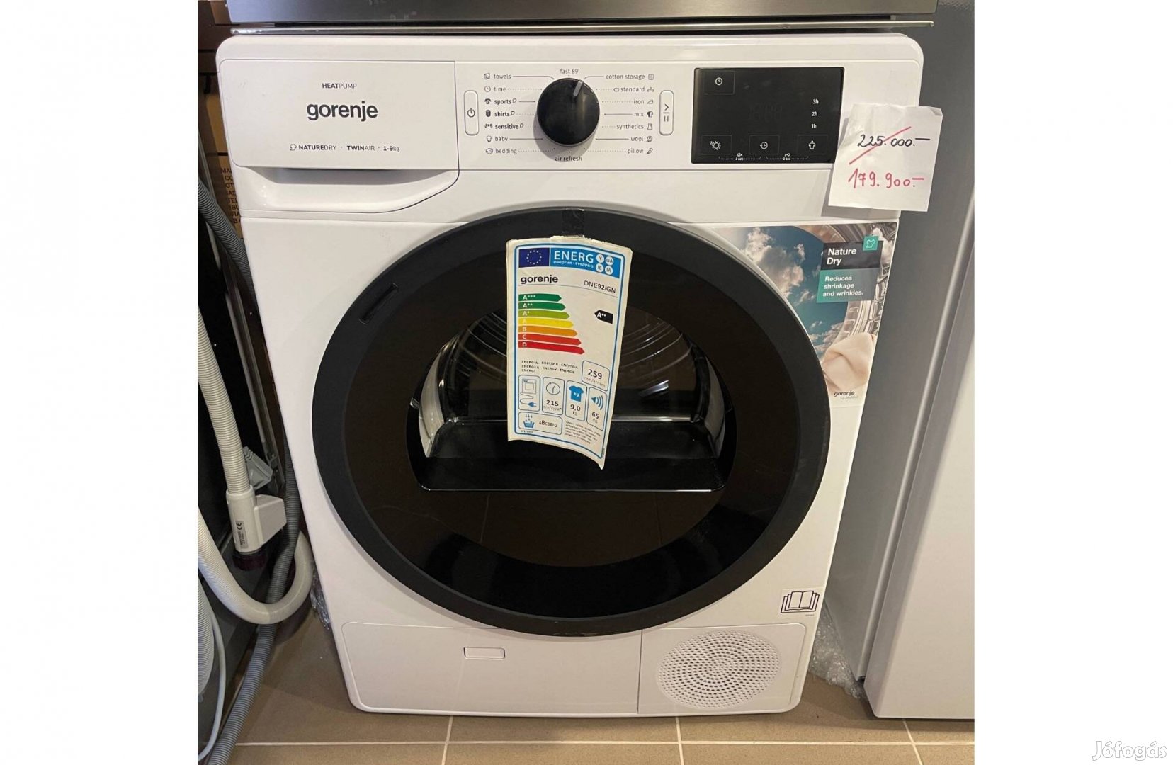 Gorenje DNE92/GN hőszivattyús-kondenzációs szárító,9kg,A++(225e.helyet