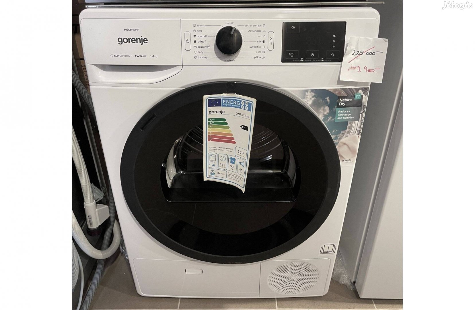 Gorenje DNE92/GN hőszivattyús-kondenzációs szárító,9kg,A++(225e.helyet