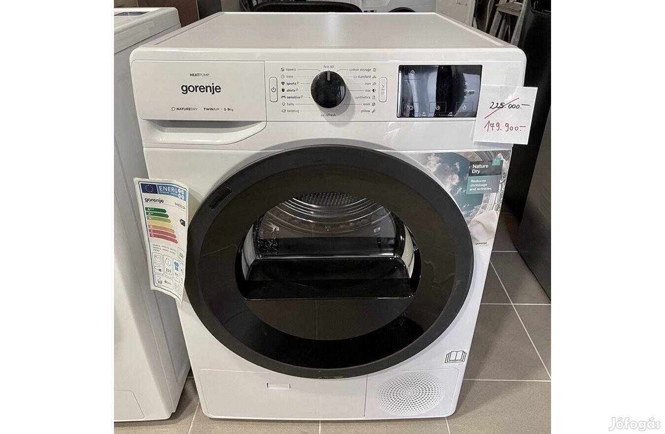 Gorenje DNE92/GN hőszivattyús szárítógép, A++ energia,9kg(225e.helyett