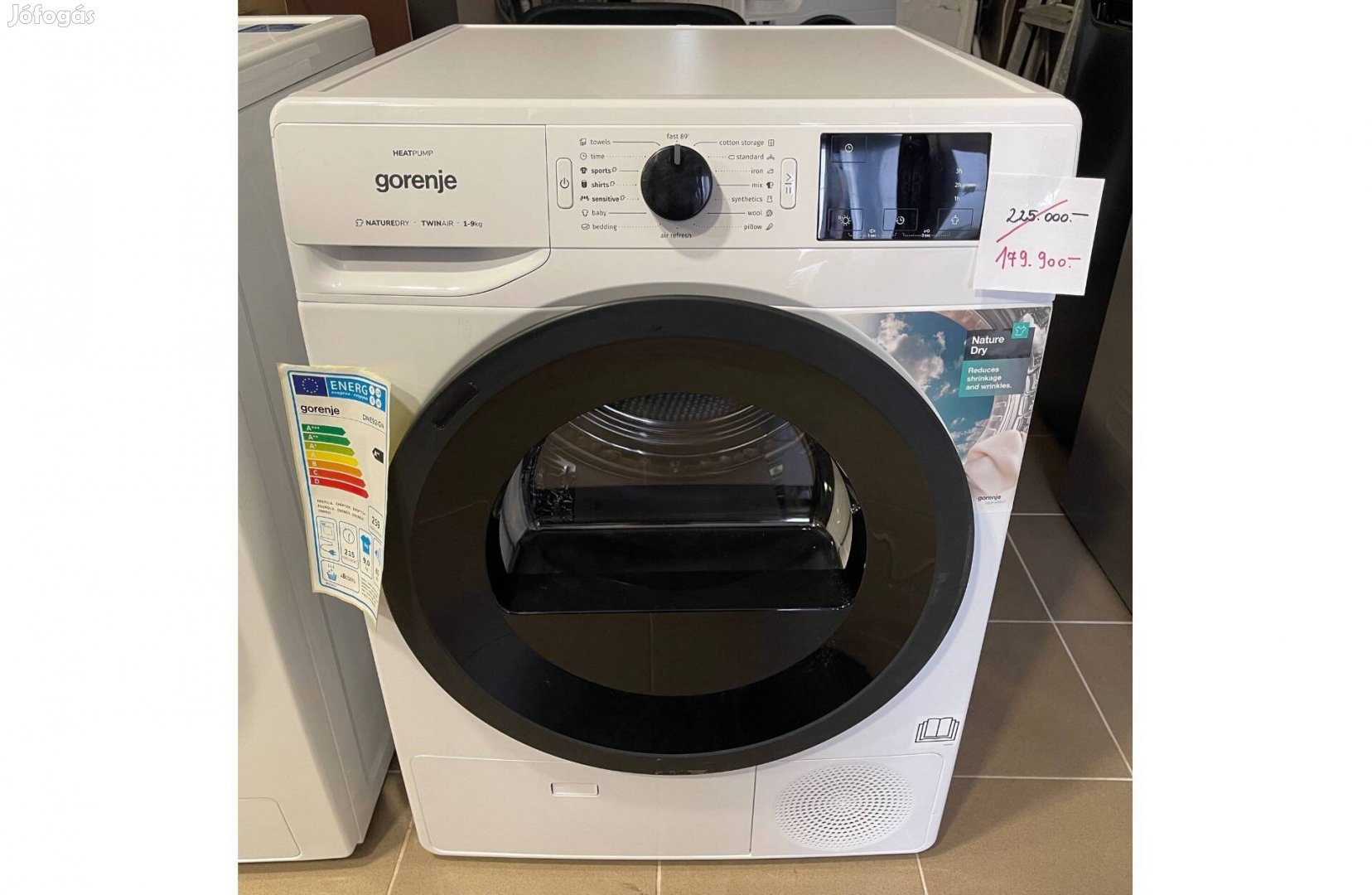 Gorenje DNE92/GN hőszivattyús szárítógép, A++ energia,9kg(225e.helyett