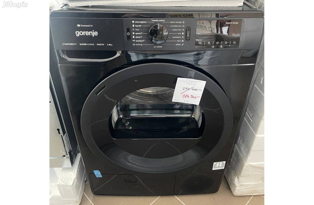 Gorenje Dpne82Gnlwifi/B hőszivattyús szárító,8kg,A++(210e.helyett)