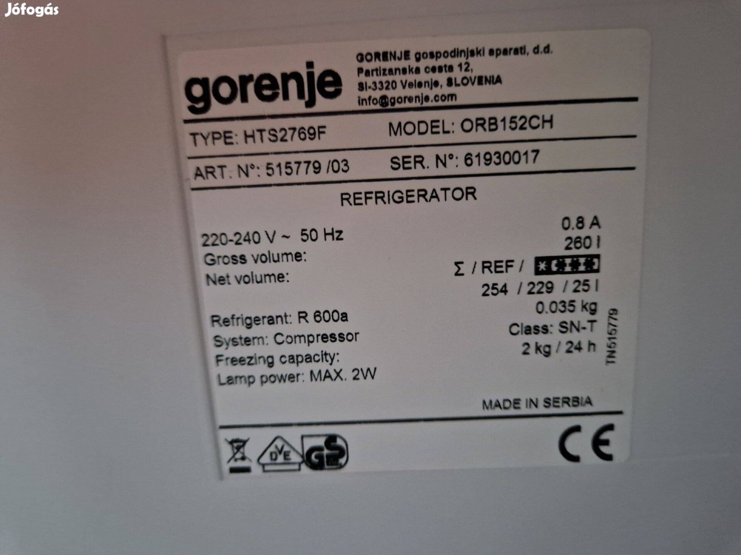 Gorenje Retro hűtőszekrény