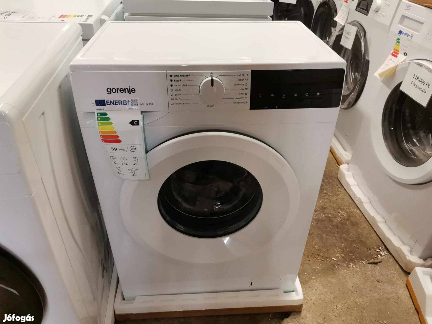 Gorenje slim Inverteres gőzölős 7 kg mosógép 3 év garanciával