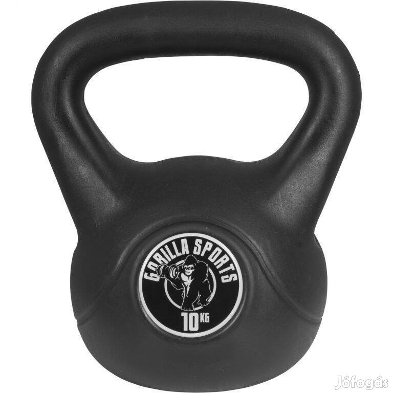 Gorilla Sports Kettlebell súlyzó műanyag 10 kg fekete