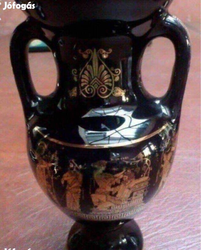 Görög porcelán gyűjtemény fekete 24 karátos arany minta