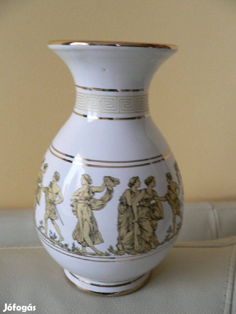 Görög porcelán váza, aranyozott mintával