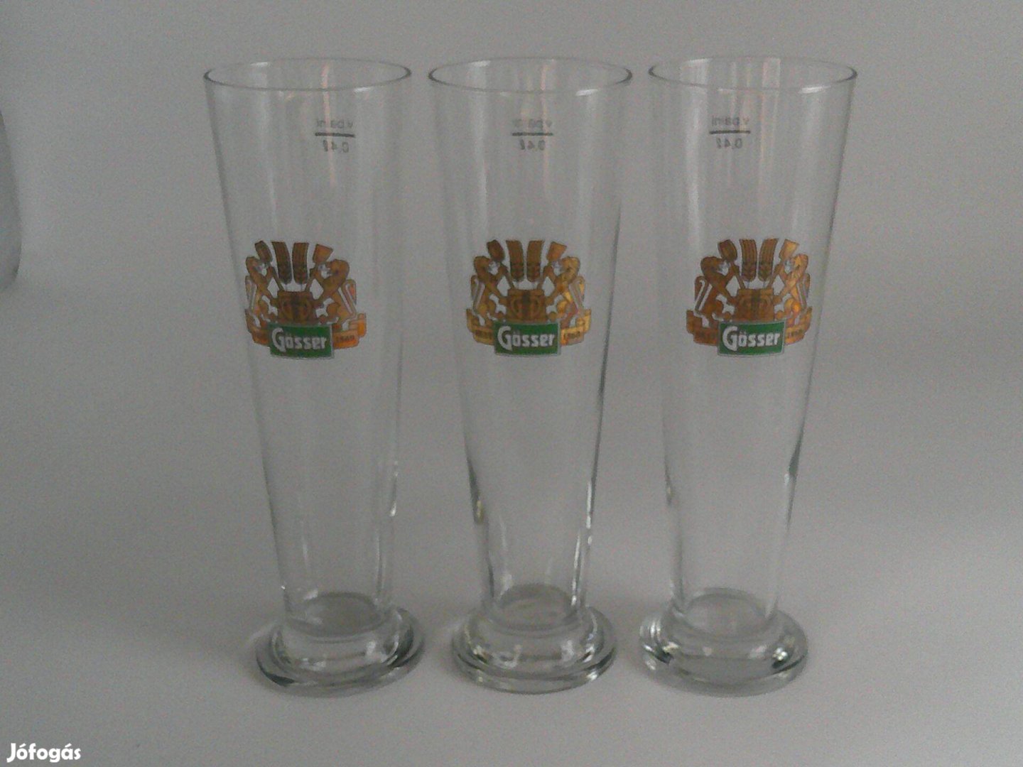 Gösser sörös üveg pohár 3 db., 0.4 Literes