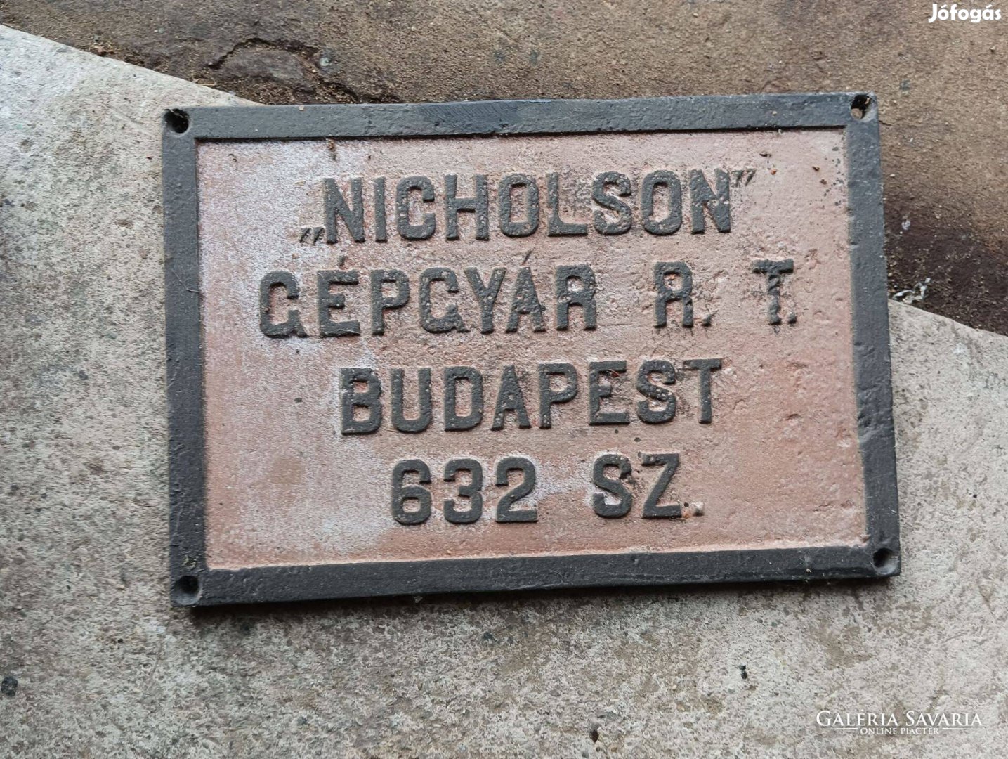 Gőzhajó 50x40cm Gőzgép tábla Nicholson Gépgyár Géptábla Budapest