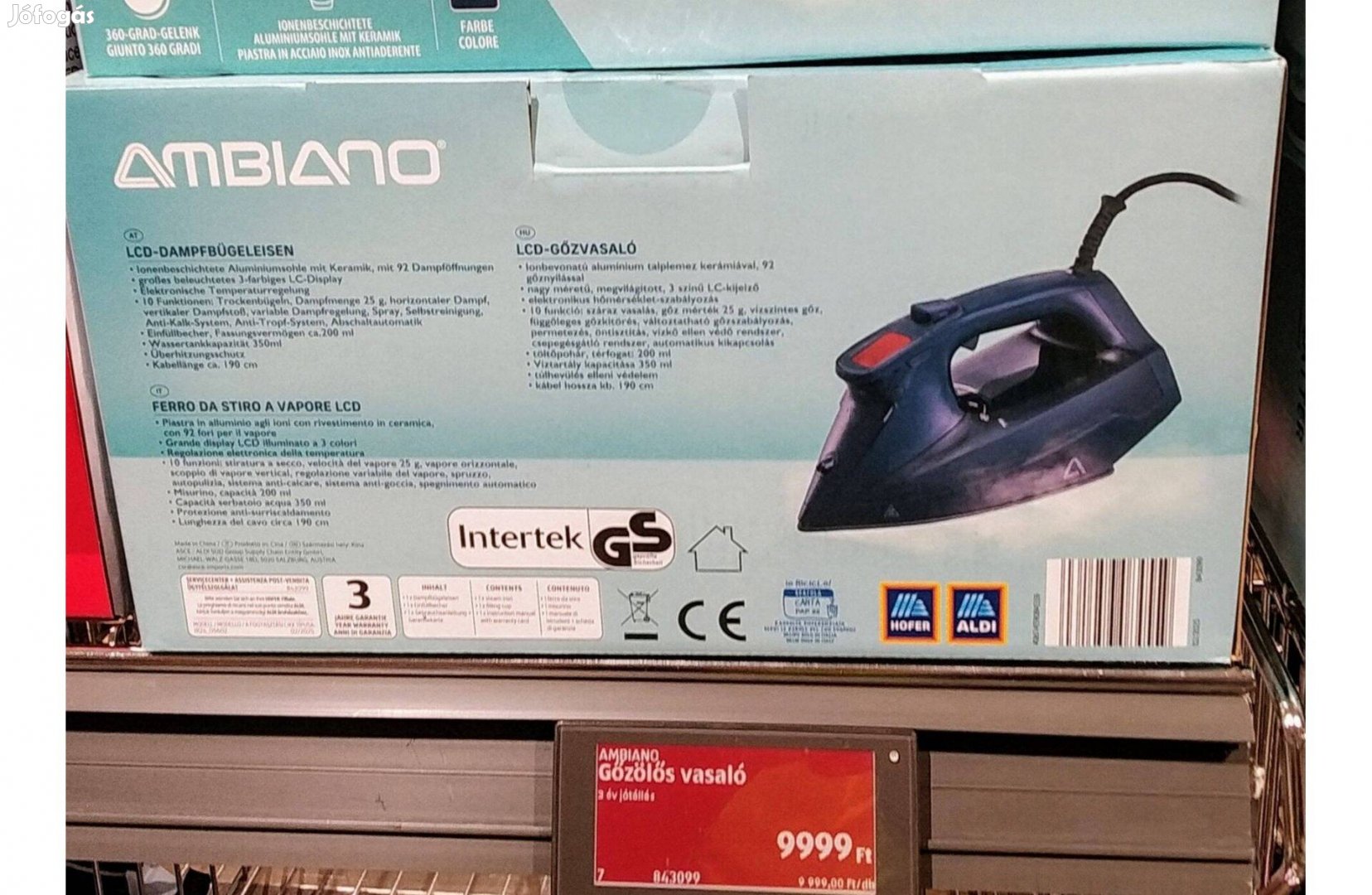 Gőzölös vasaló 2200 W Gőz löket Vizpermet tapadás mentes