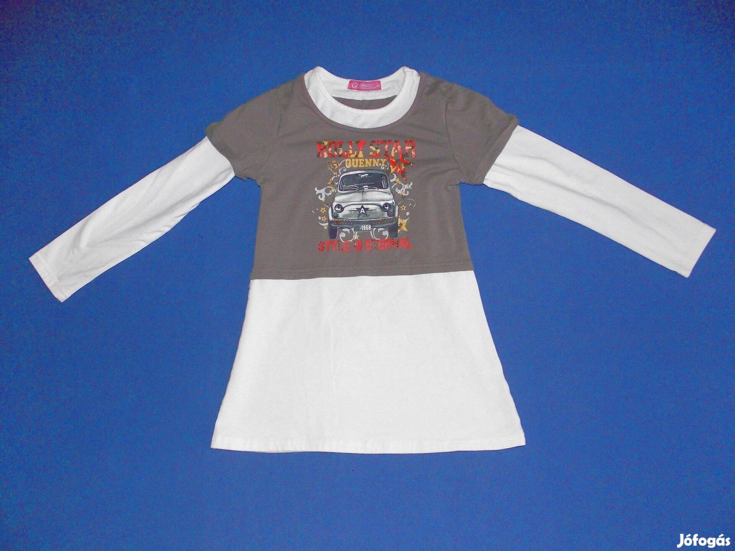 Grace barna-fehér felső, pulóver, tunika 146-os, 10-11