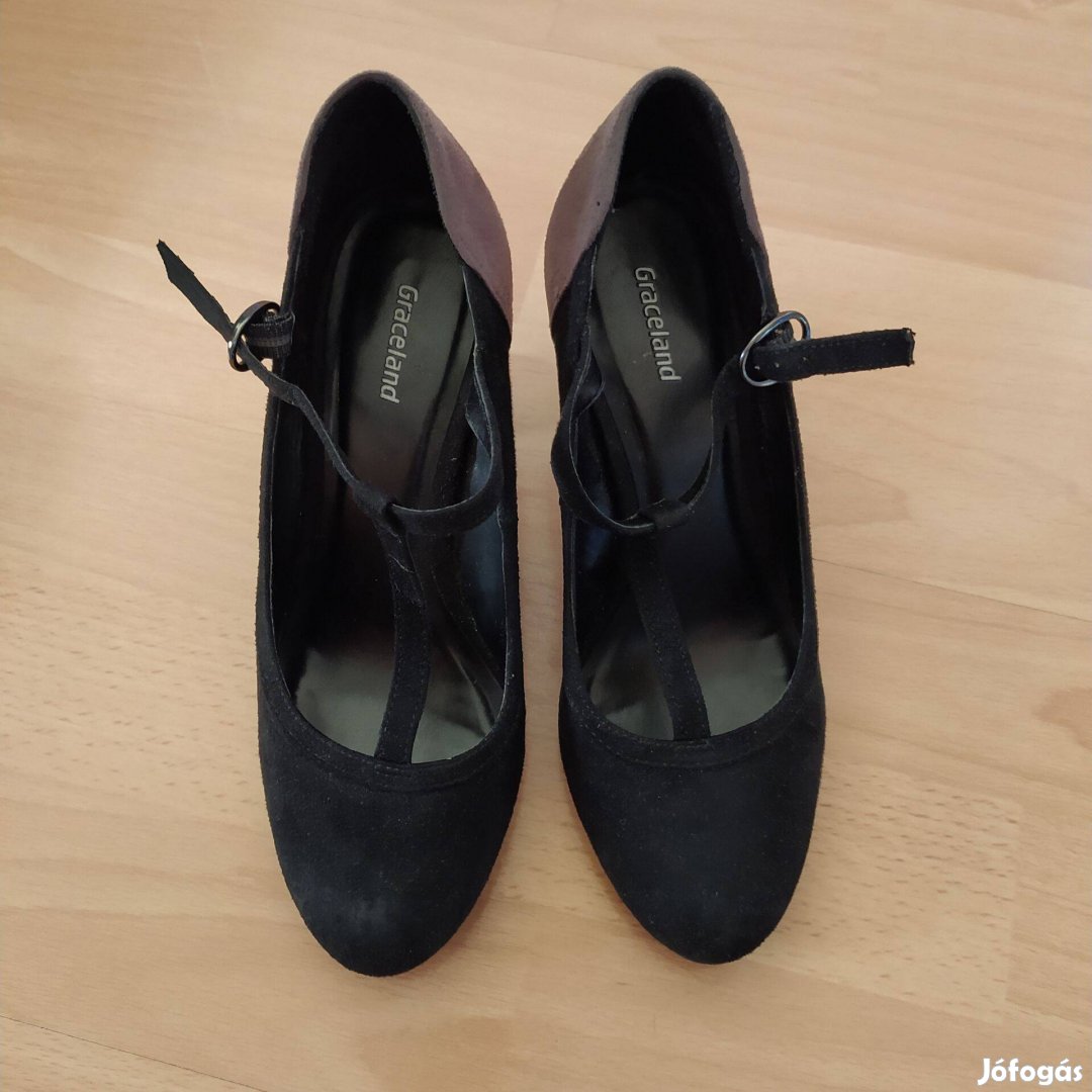 Graceland fekete szürke nagyon csinos női cipő 36