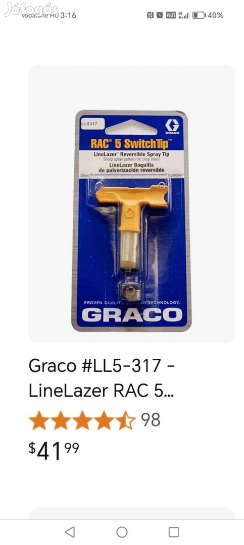 Graco Rac 5 Switch Tip festék szóró fej, kapcsoló hegy